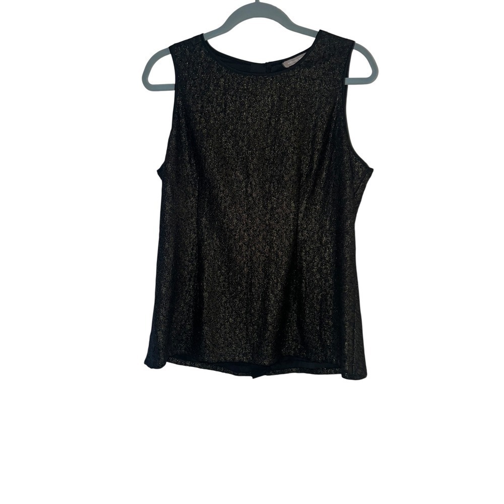 Banana Republic Sleeveless Top Metallic Gold Accent Party Cocktail Tank Blouse